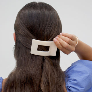 Almond Beige Small Flat Rectangle Hair Clip - Glamourous Grace