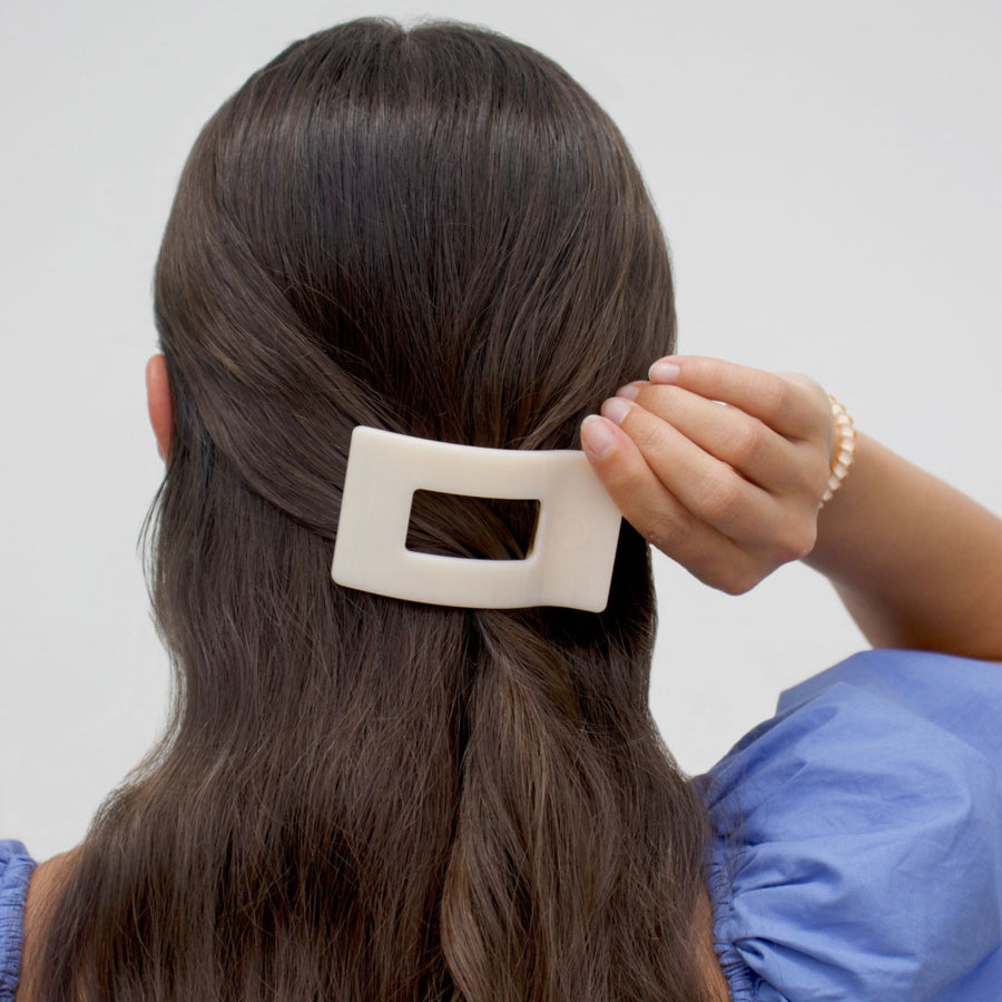 Almond Beige Small Flat Rectangle Hair Clip - Glamourous Grace