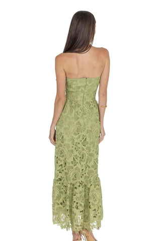 Amelia Lace Bustier Midi Dress Guipure Lace