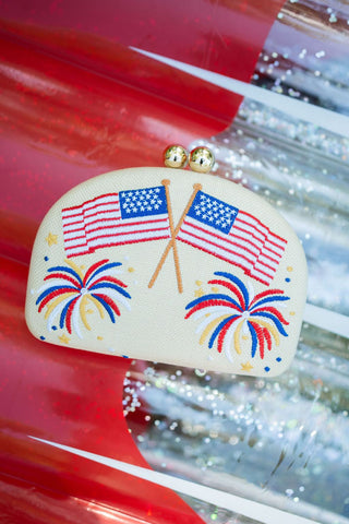 American Flag  - Embroidered Clutch