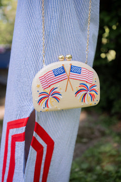 American Flag  - Embroidered Clutch