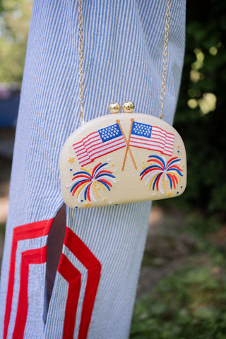 American Flag  - Embroidered Clutch