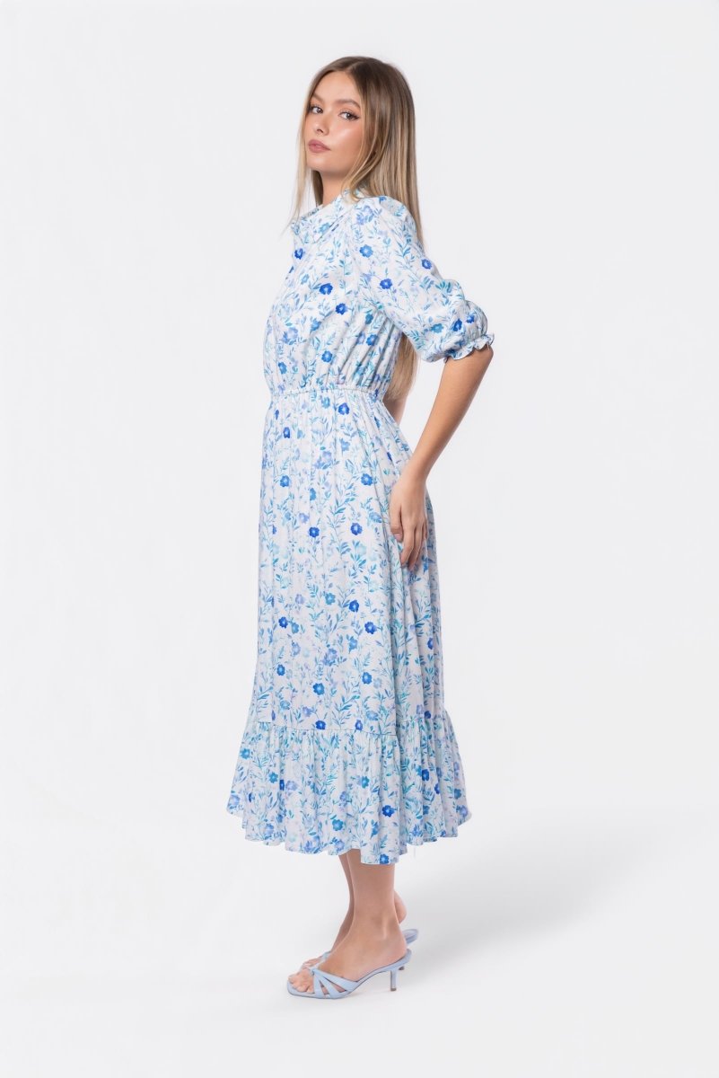 Amy Dress (White Blue) - Glamourous Grace