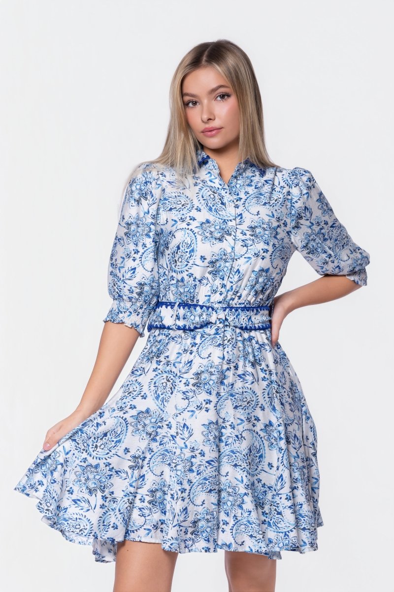 Analia Dress 36" (Blue Pattern) - Glamourous Grace