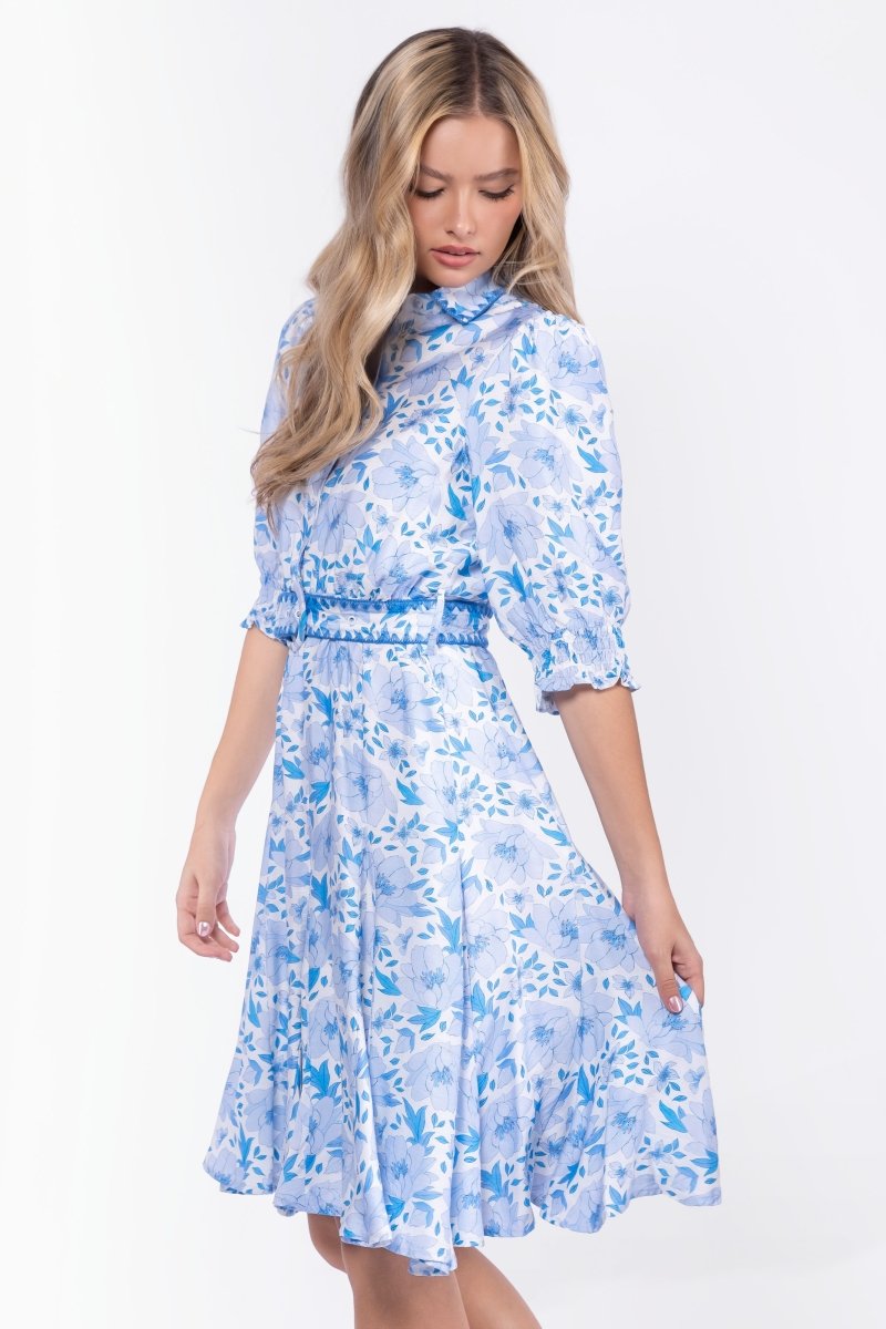 Analia Dress 41" (Blue Flower) - Glamourous Grace