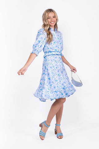 Analia Dress 41" (Blue Flower)