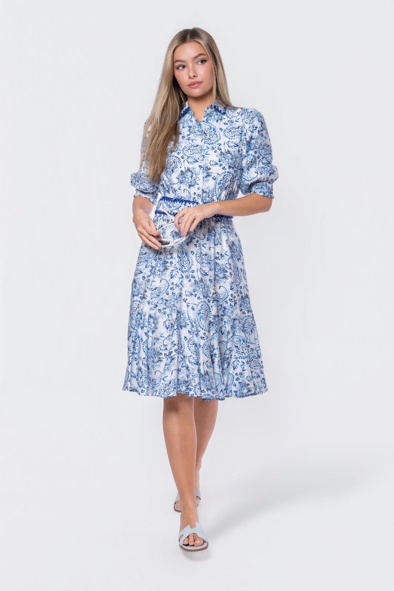 Analia Dress 42" (Blue Pattern) - Glamourous Grace