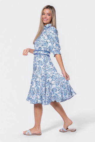 Analia Dress 42" (Blue Pattern)