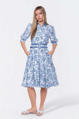 Analia Dress 42" (Blue Pattern)