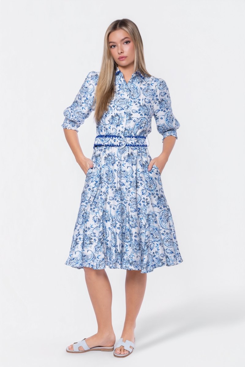 Analia Dress 42" (Blue Pattern) - Glamourous Grace