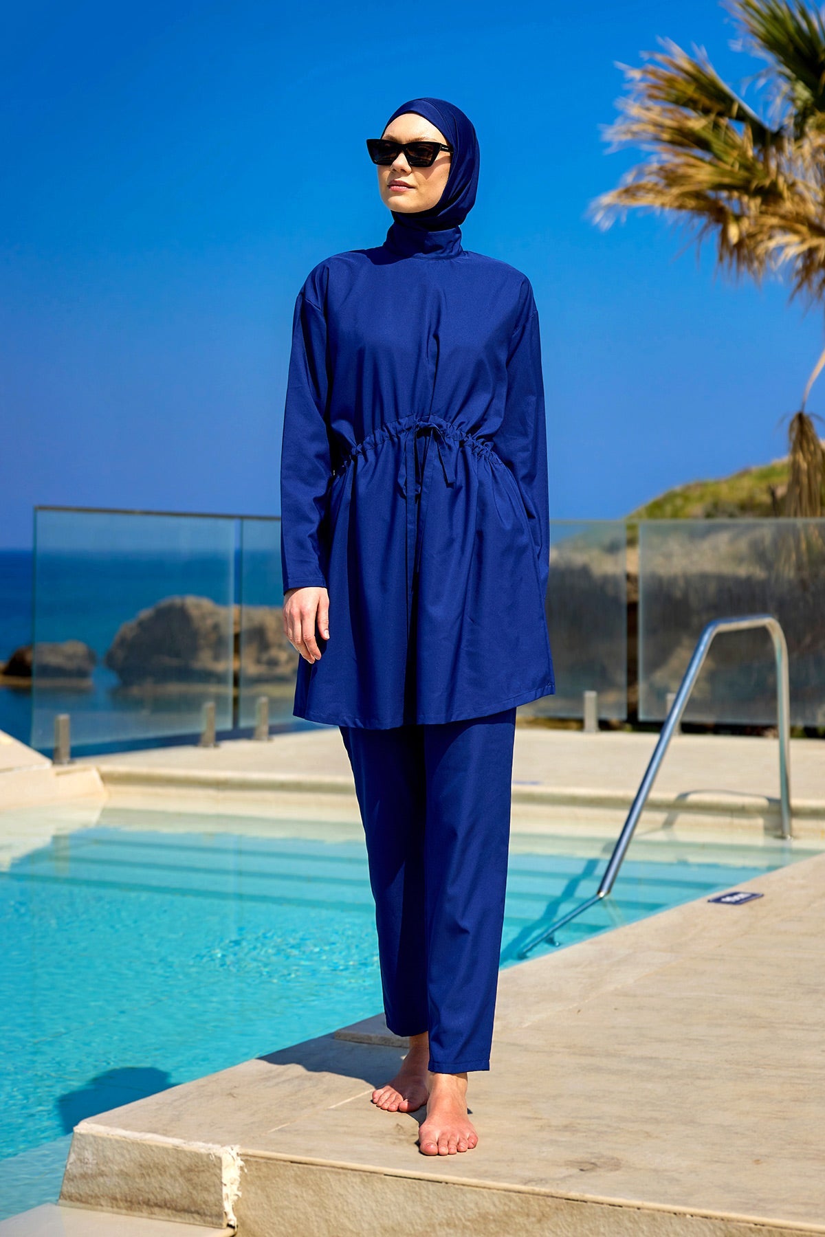 Andalus Full Coverage Burkini Set with Front Ruching A2502-2 - Glamourous Grace