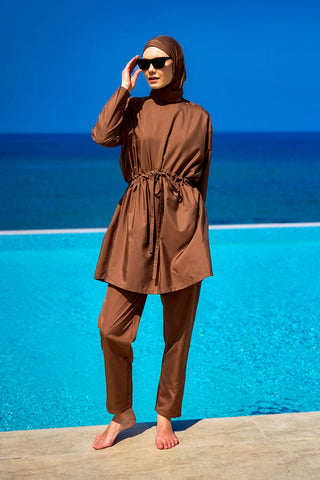 Andalus Full Coverage Burkini Set with Front Ruching A2502-3 - Glamourous Grace