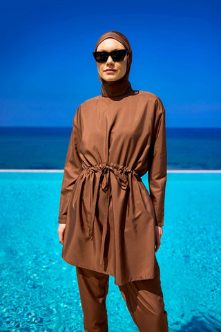 Andalus Full Coverage Burkini Set with Front Ruching A2502-3 - Glamourous Grace