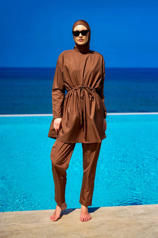 Andalus Full Coverage Burkini Set with Front Ruching A2502-3 - Glamourous Grace