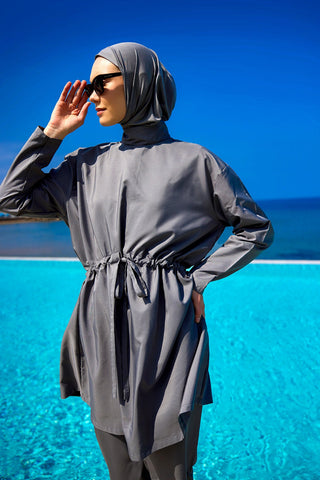 Andalus Full Coverage Burkini Set with Front Ruching A2502-4 - Glamourous Grace