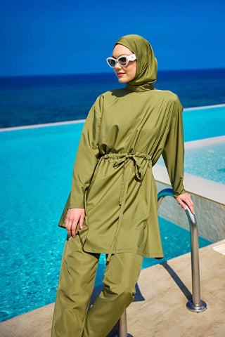 Andalus Full Coverage Burkini Set with Front Ruching A2502-5 - Glamourous Grace
