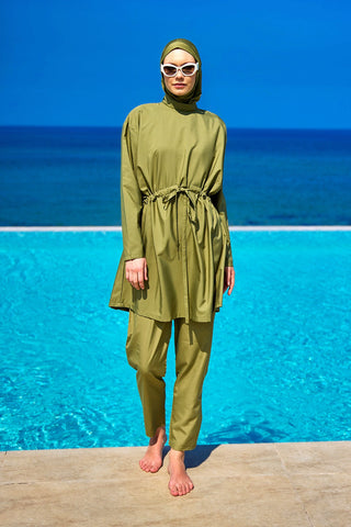 Andalus Full Coverage Burkini Set with Front Ruching A2502-5 - Glamourous Grace