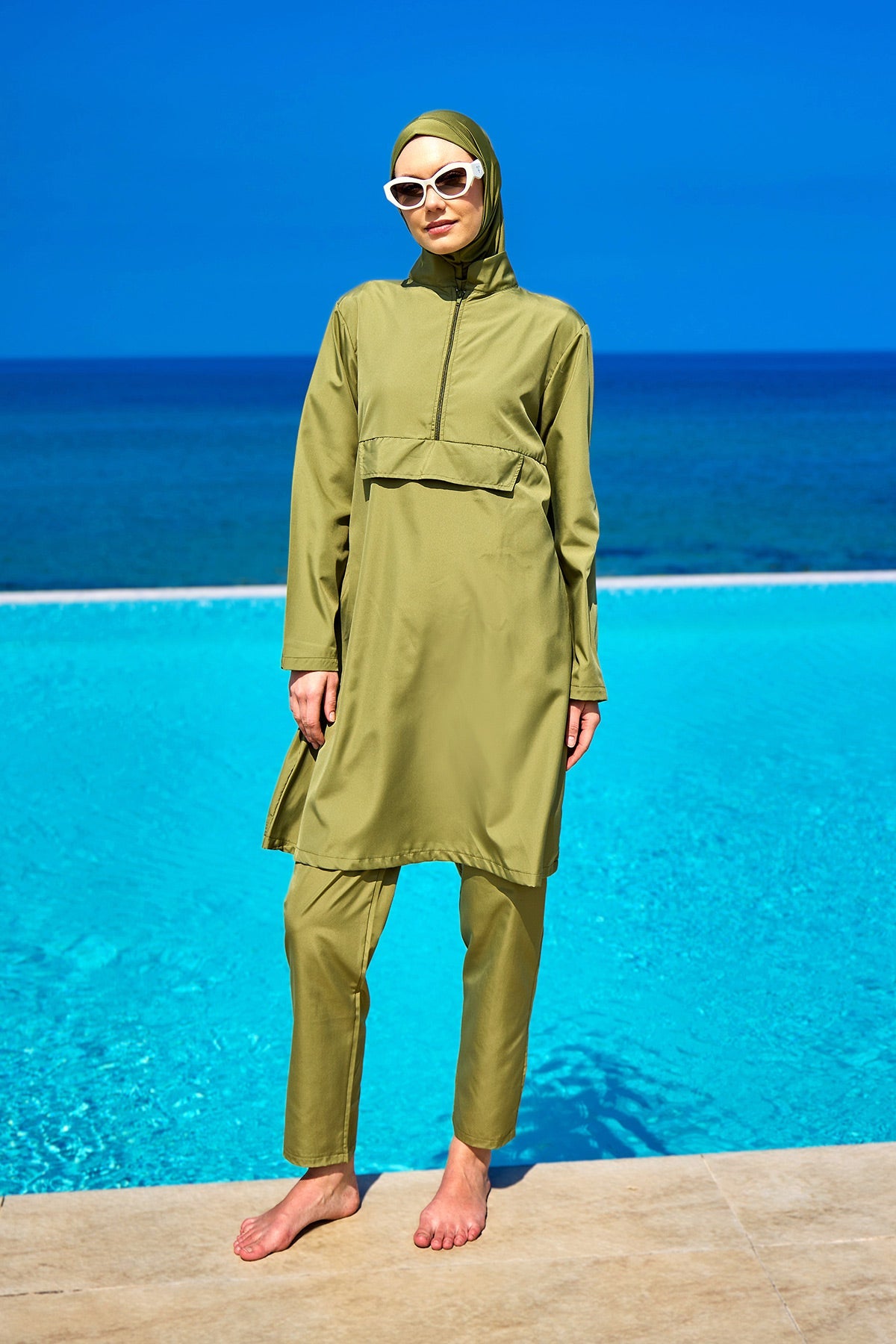 Andalus Green Full Coverage Burkini Set for Women A2503-5 - Glamourous Grace