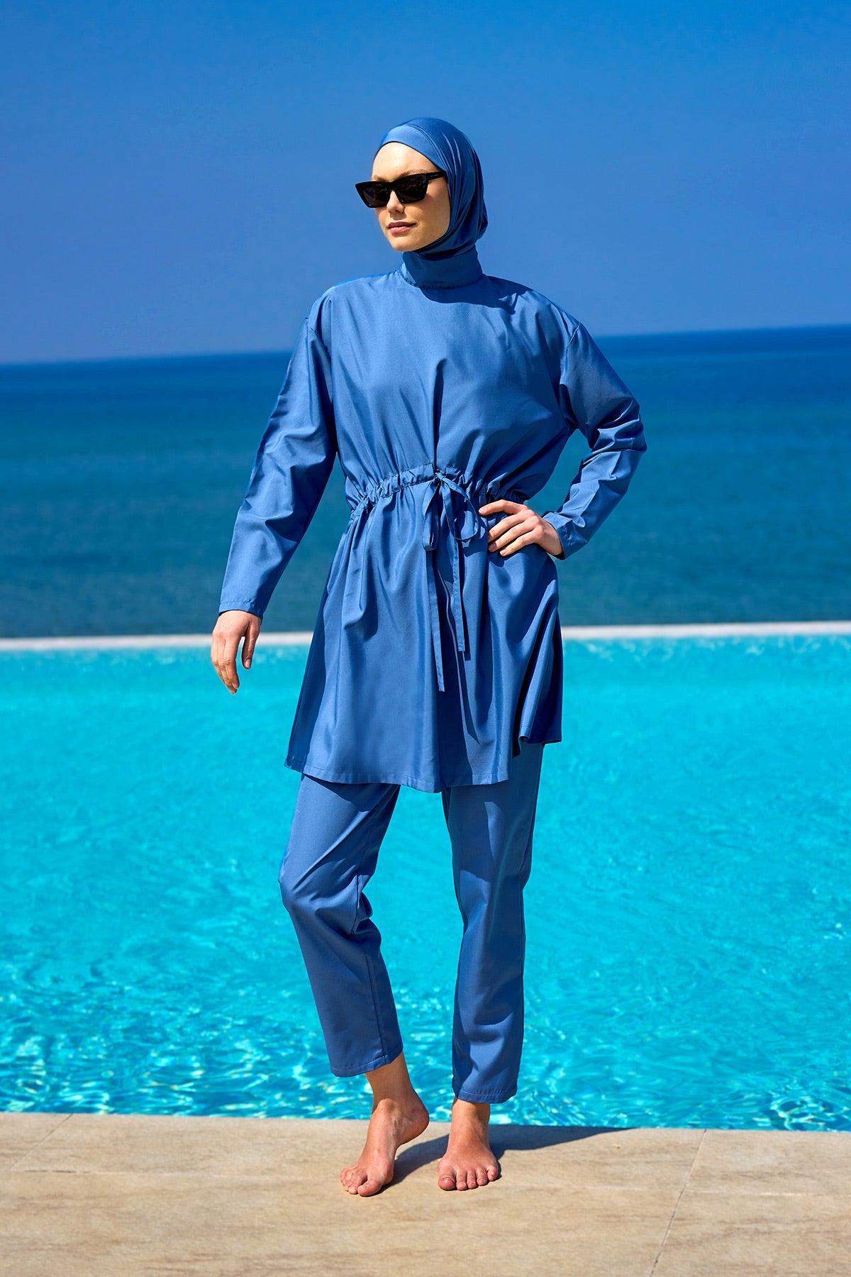 Andalus Full Coverage Burkini Set with Front Ruching A2502-6 - Glamourous Grace