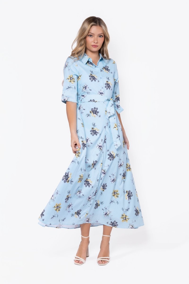 Anika Dress (Blue Flower) - Glamourous Grace