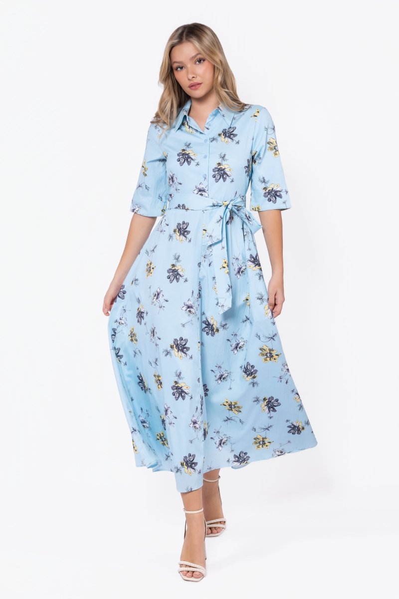 Anika Dress (Blue Flower) - Glamourous Grace