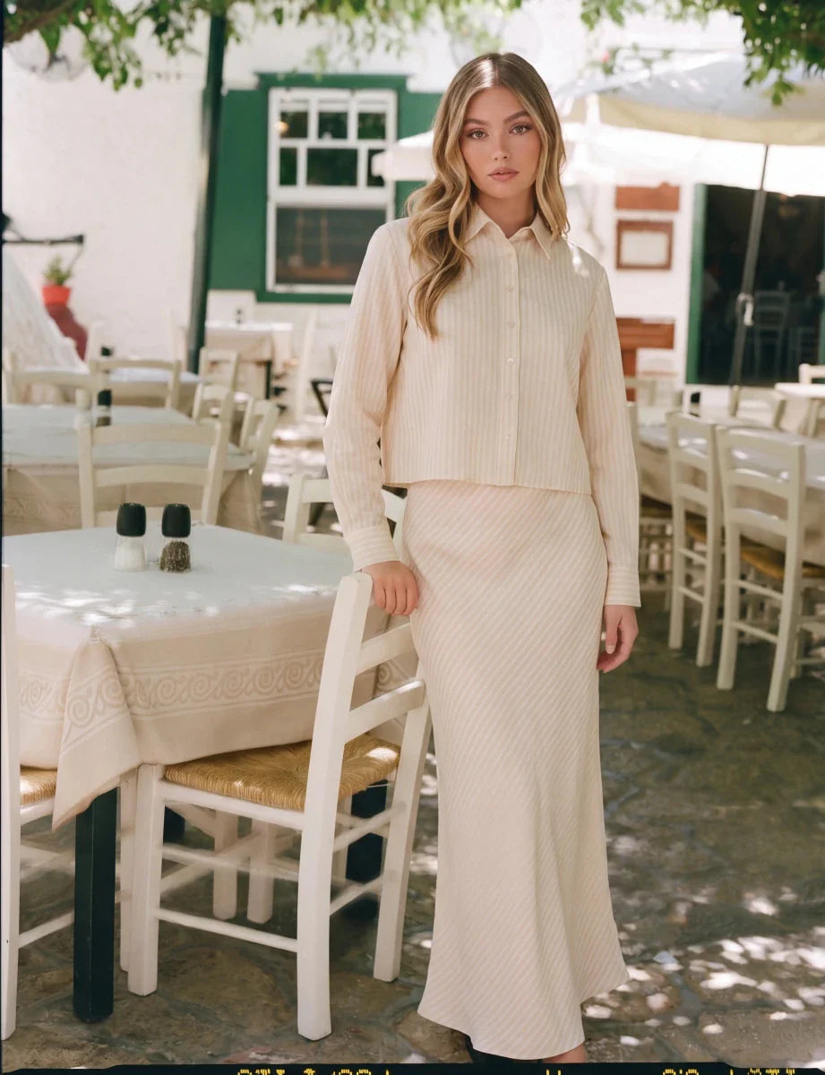 Anita Skirt (Khaki Stripe) - Glamourous Grace