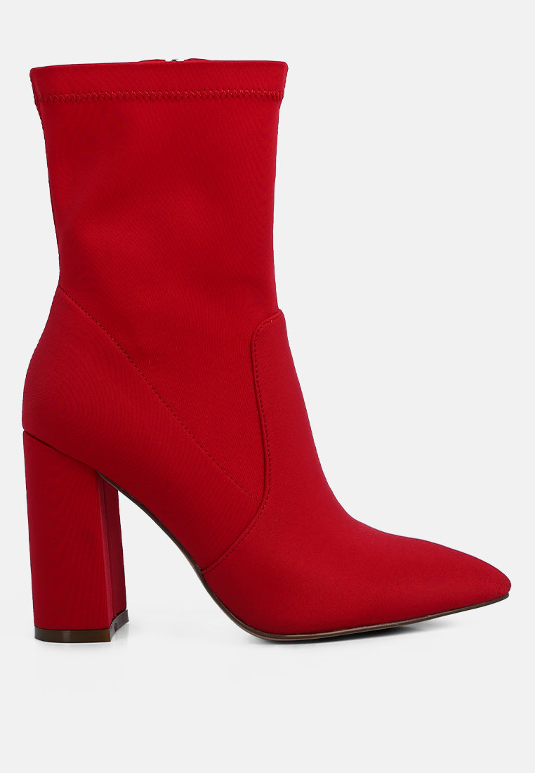 Ankle Lycra Block Heeled Boots - Glamourous Grace