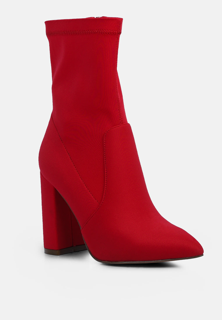 Ankle Lycra Block Heeled Boots - Glamourous Grace