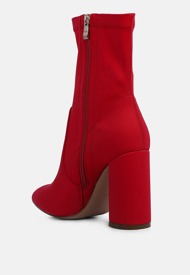 Ankle Lycra Block Heeled Boots - Glamourous Grace