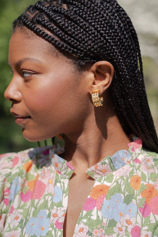Anna Bamboo Hoop Earring  - 18k Gold Plated - Glamourous Grace
