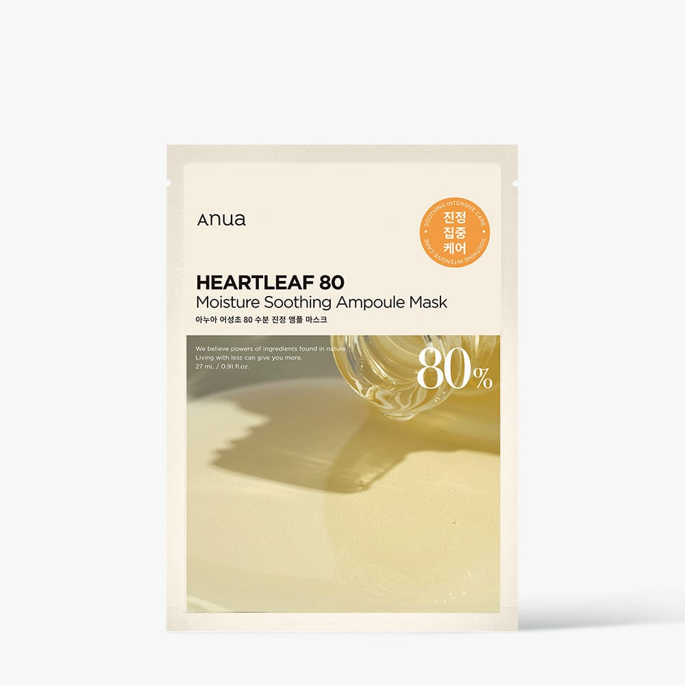 Anua HEARTLEAF 80 MOISTURE SOOTHING AMPOULE MASK 27ml X 10ea - Glamourous Grace