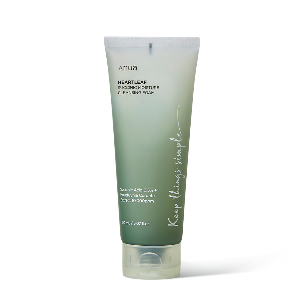 Anua HEARTLEAF SUCCINIC MOISTURE CLEANSING FOAM 150ml - Glamourous Grace