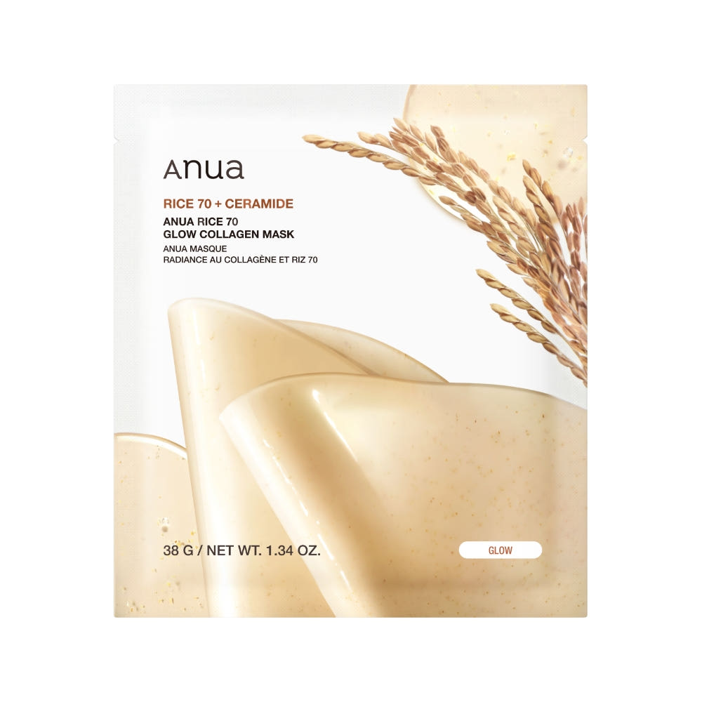 Anua Rice 70 Glow Collagen Mask 38g X 4ea - Glamourous Grace