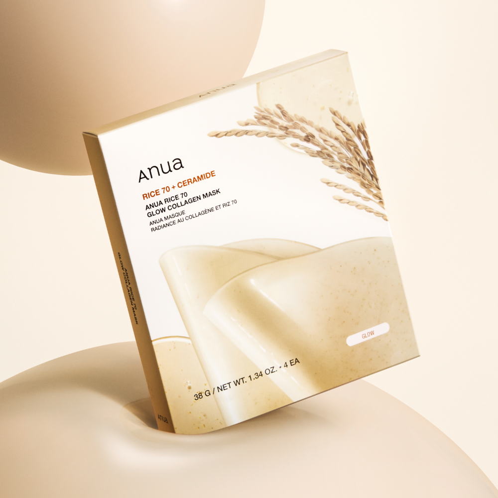 Anua Rice 70 Glow Collagen Mask 38g X 4ea - Glamourous Grace