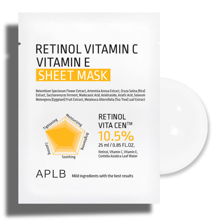 APLB Retinol Vitamin C Vitamin E Sheet Mask 25ml X 10ea - Glamourous Grace