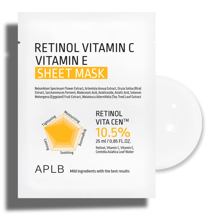 APLB Retinol Vitamin C Vitamin E Sheet Mask 25ml X 10ea - Glamourous Grace