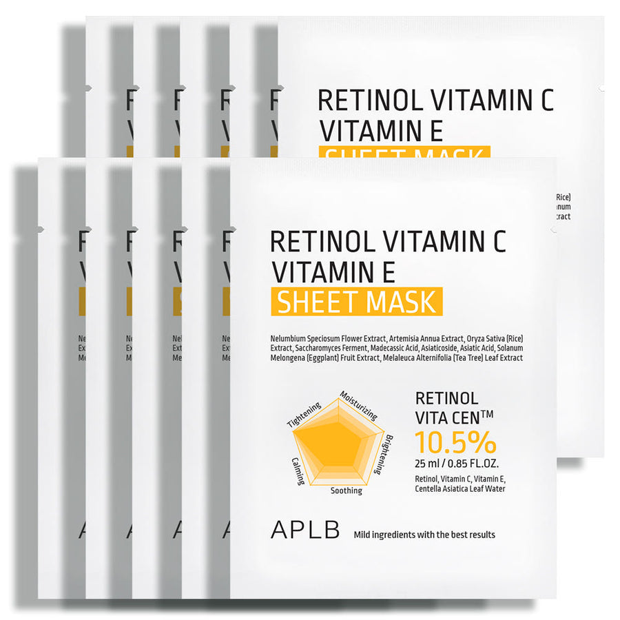 APLB Retinol Vitamin C Vitamin E Sheet Mask 25ml X 10ea - Glamourous Grace