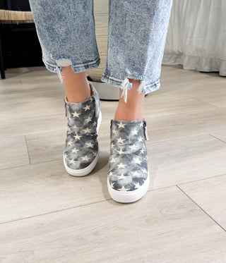 Ari Sneaker Wedge in Denim - Glamourous Grace