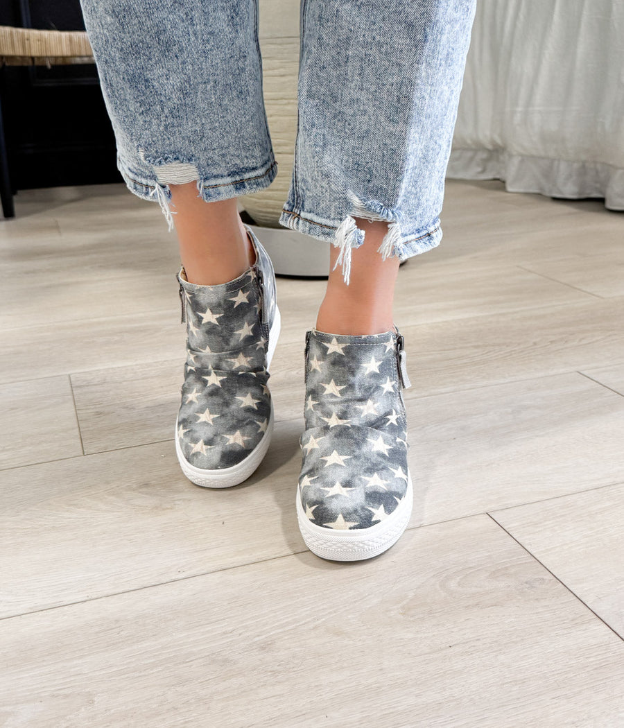 Ari Sneaker Wedge in Denim - Glamourous Grace
