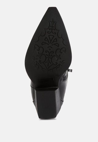 Aries Ankle Length Block Heel Cowboy Boots - Glamourous Grace