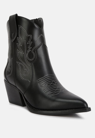 Aries Ankle Length Block Heel Cowboy Boots - Glamourous Grace