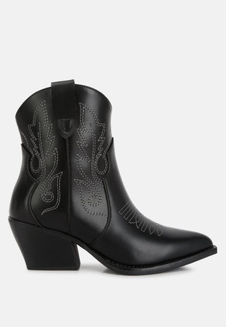 Aries Ankle Length Block Heel Cowboy Boots - Glamourous Grace