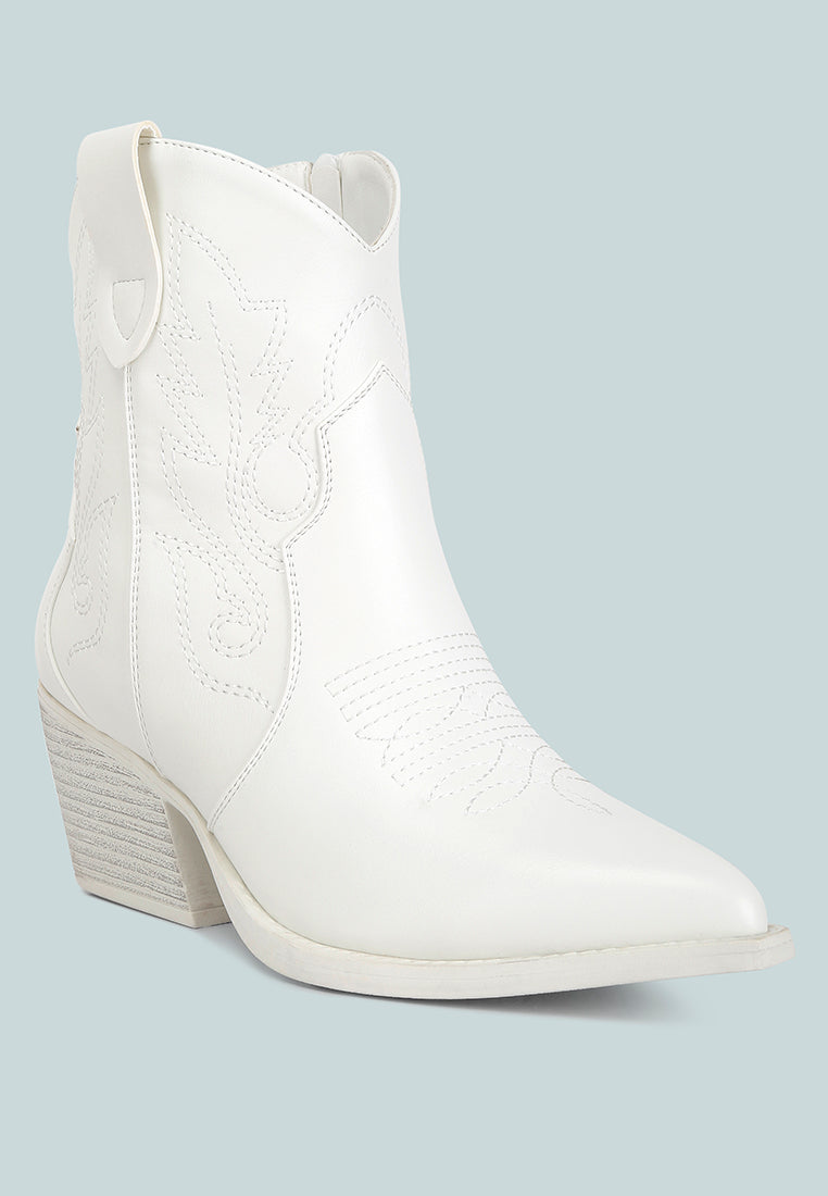 Aries Ankle Length Block Heel Cowboy Boots - Glamourous Grace