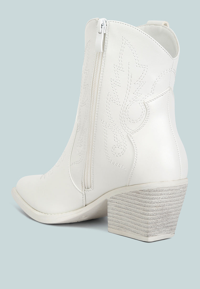 Aries Ankle Length Block Heel Cowboy Boots - Glamourous Grace