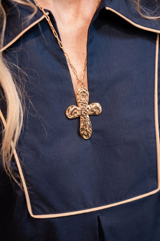 Ashton Cross Necklace - 18k Gold Plated - Glamourous Grace