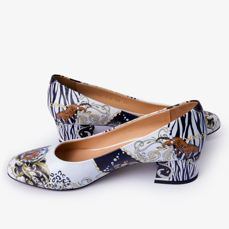The Perugia White Leather Lower Heel Pump Women Shoe - Glamourous Grace