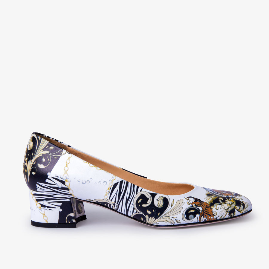 The Perugia White Leather Lower Heel Pump Women Shoe - Glamourous Grace