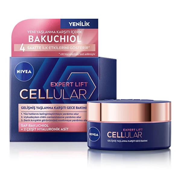 Nivea Cellular Expert Lift Bakuchiol Night Cream: Natural Retinol Alternative for Wrinkle Reduction & Skin Firming - 50ml - Glamourous Grace