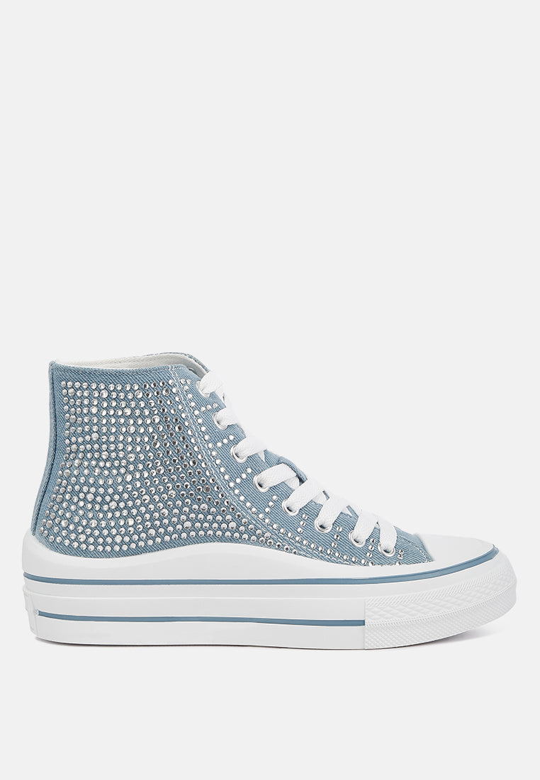 Asuka High Top Denim Sneakers - Glamourous Grace