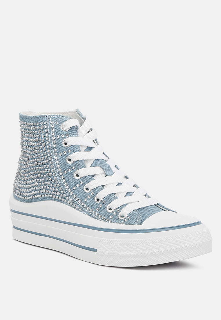 Asuka High Top Denim Sneakers - Glamourous Grace